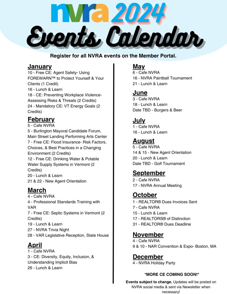 2024 Events Calendar PDF NVRA